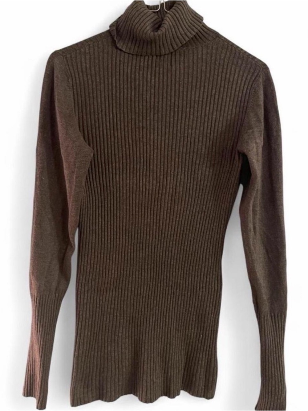 Men's Brown Ribbed Turtleneck Sweater
